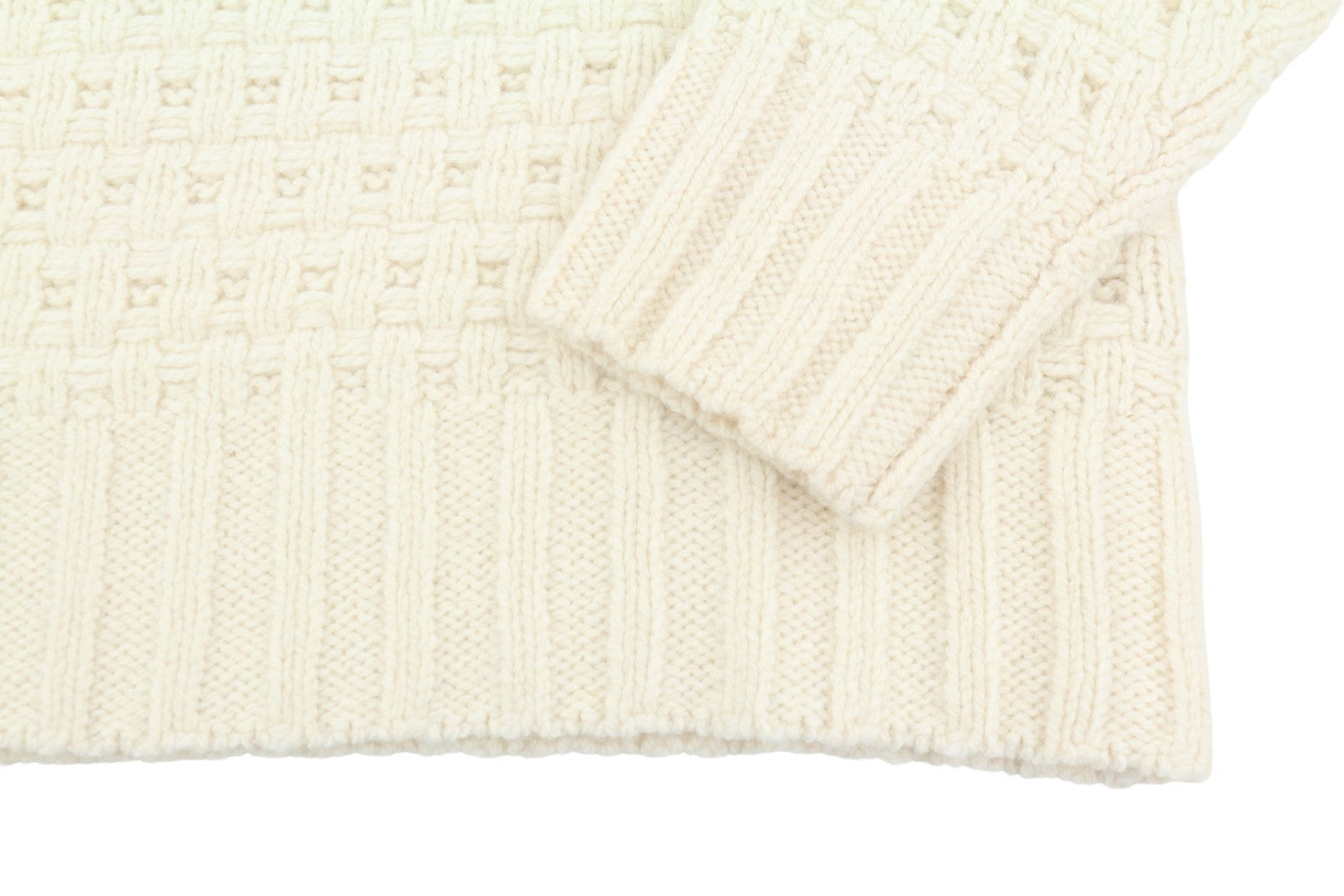GANT Chunky Texture Turtleneck Men Jumper M Cream Wool Knit