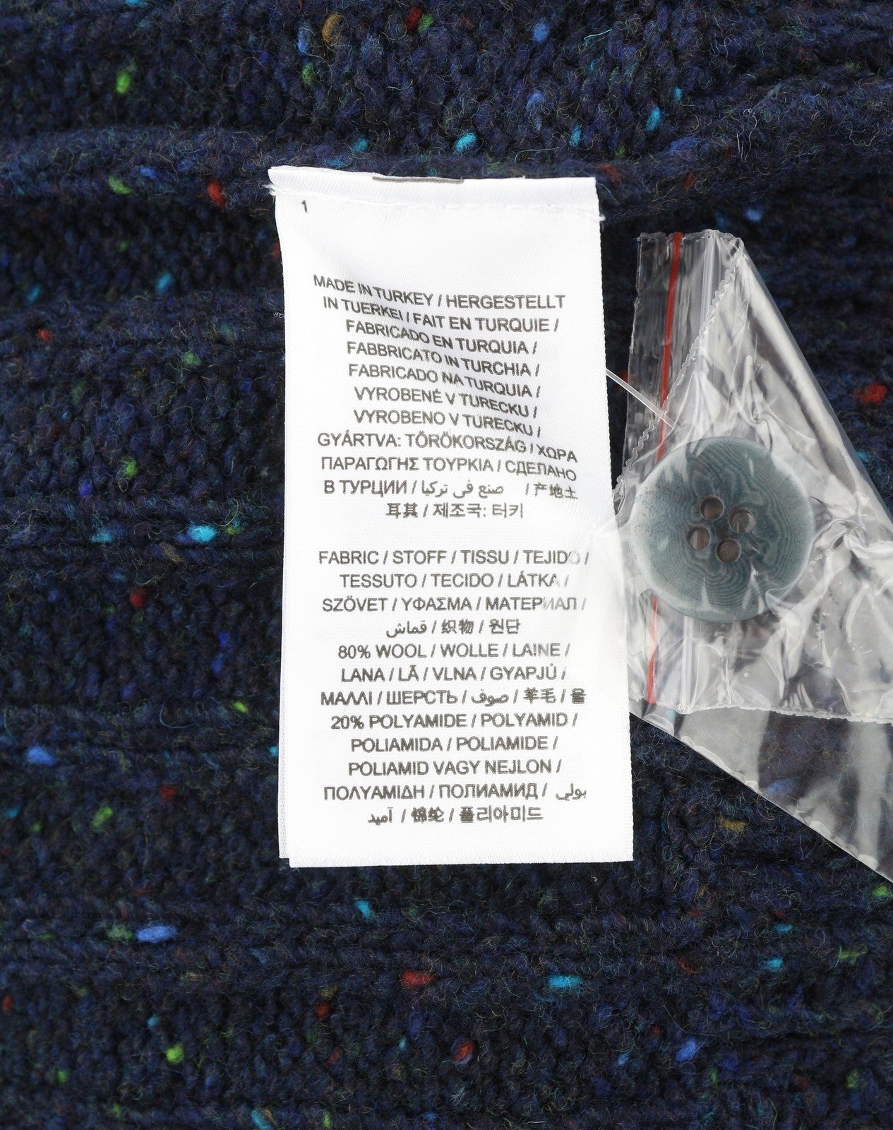 GANT Neps Buttons Mock Neck Men Jumper 2XL Blue Wool Knit