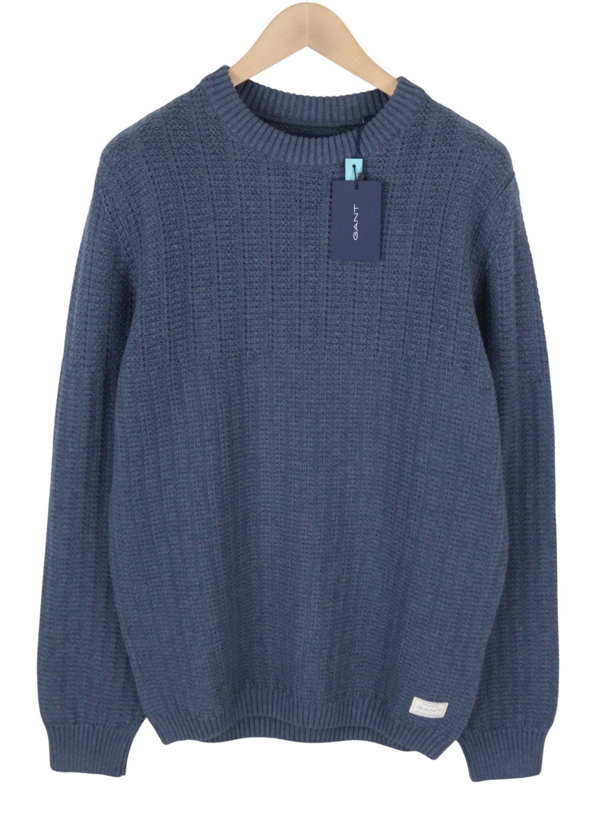 GANT Multi Color Texture C-Neck Men Jumper L Indigo Cotton