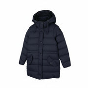 GANT Long Down Women Jacket XS Evening Blue Quilted Hooded Coat RRP299