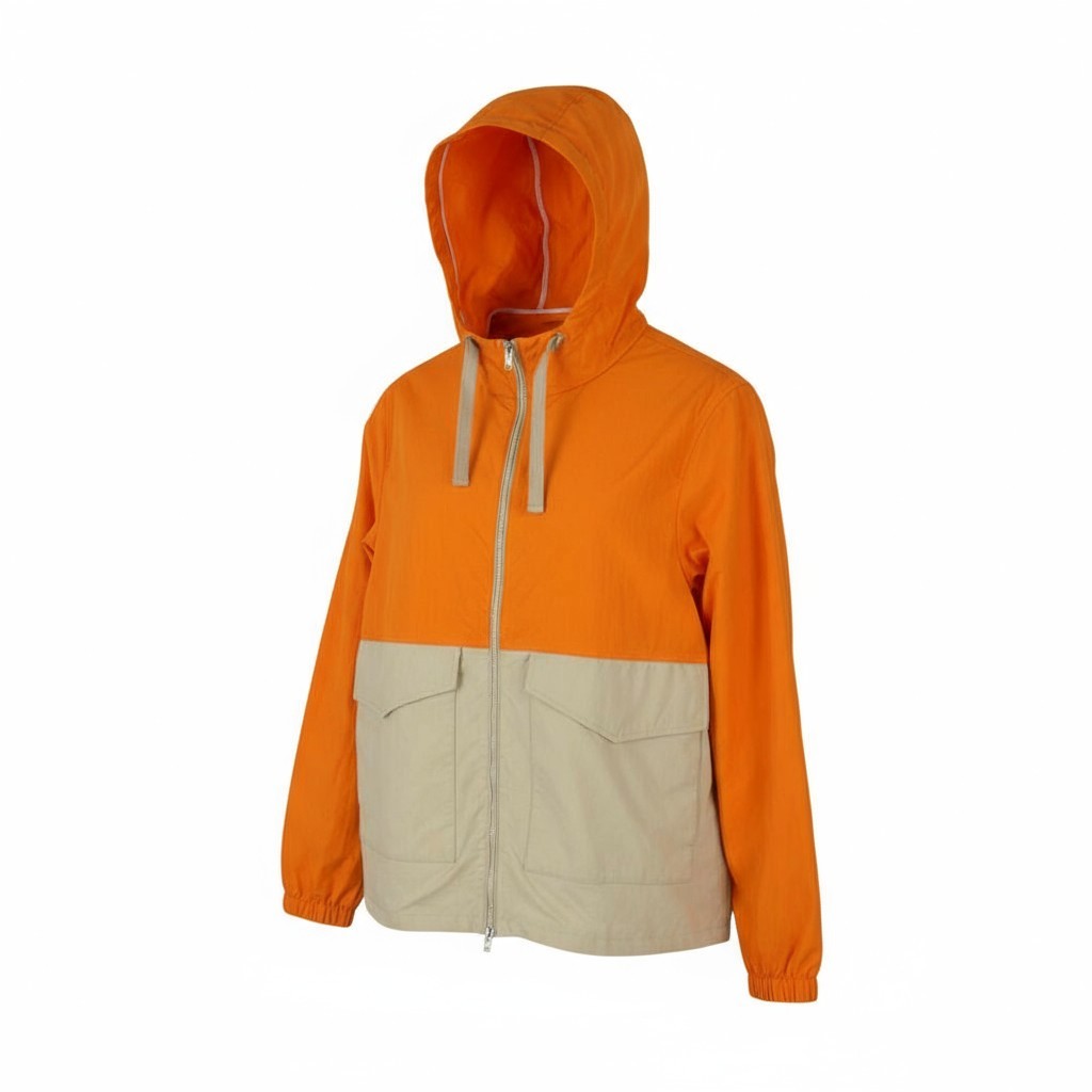 GANT Color Blocked Windbreaker Men Jacket M Sand Hooded Zip