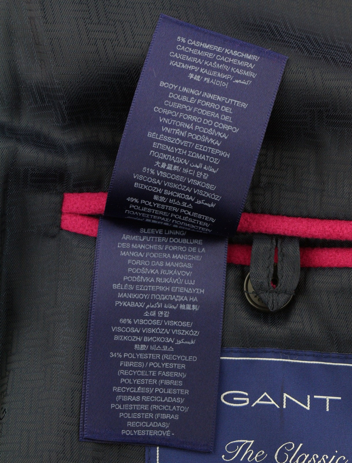GANT Classic Tailored Women Coat 2XL Love Potion Wool Cashmere