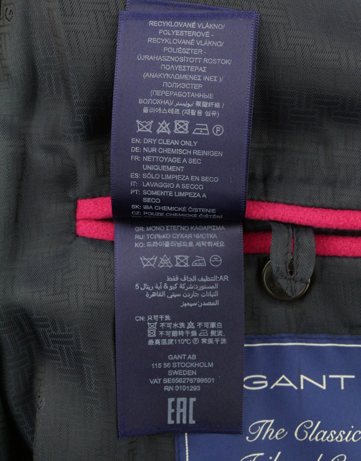 GANT Classic Tailored Women Coat 2XL Love Potion Wool Cashmere