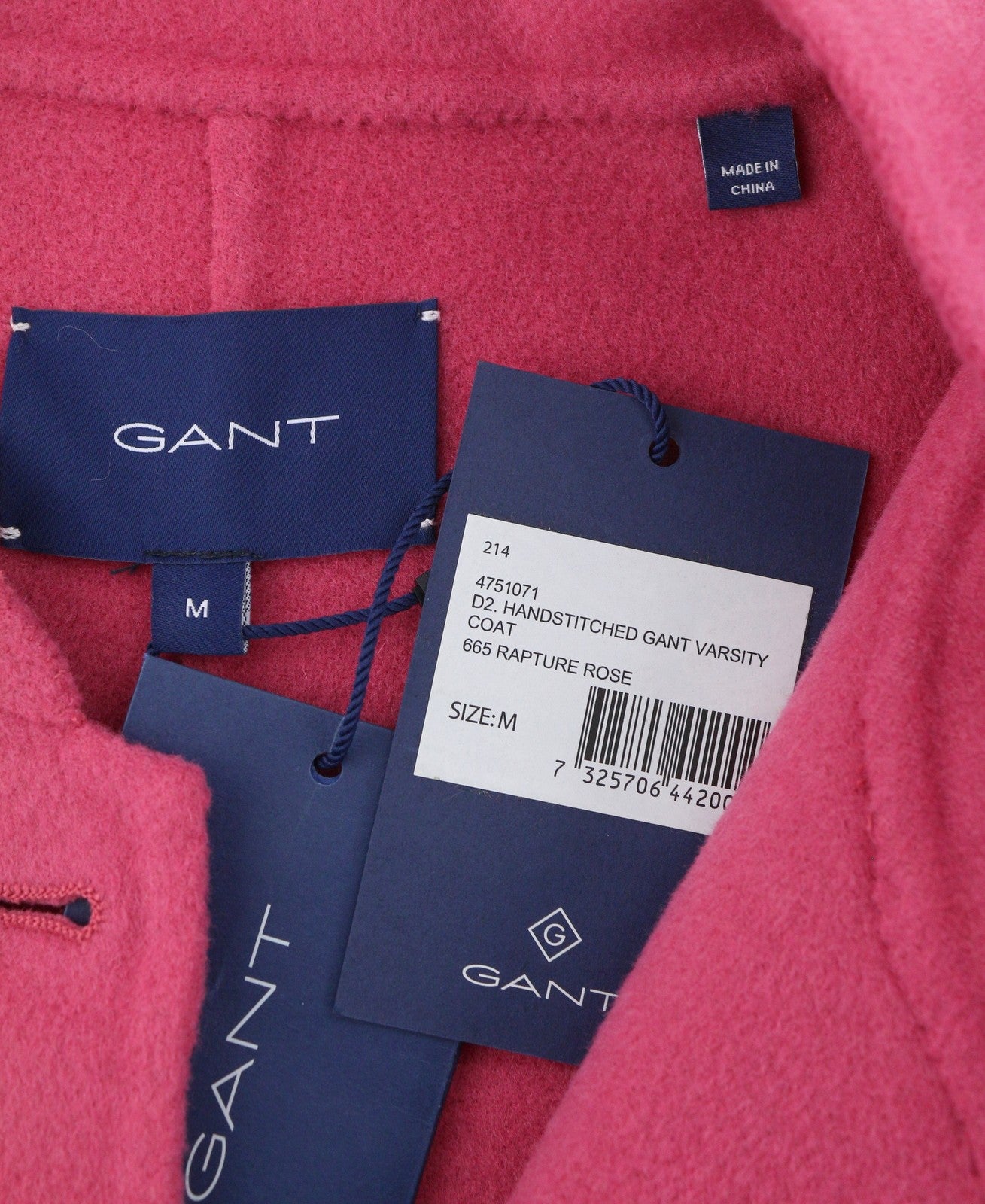 GANT Handstitched Varsity Women Coat M Rose Wool Cashmere RRP495