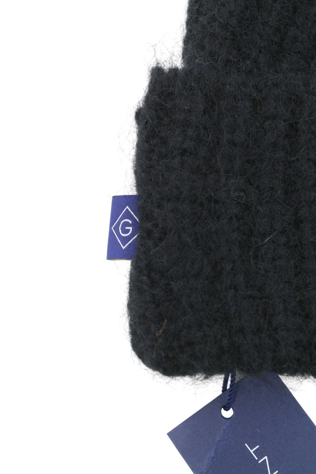 GANT Mohair Beanie Men Hat OS Black Wool Knit Stretch