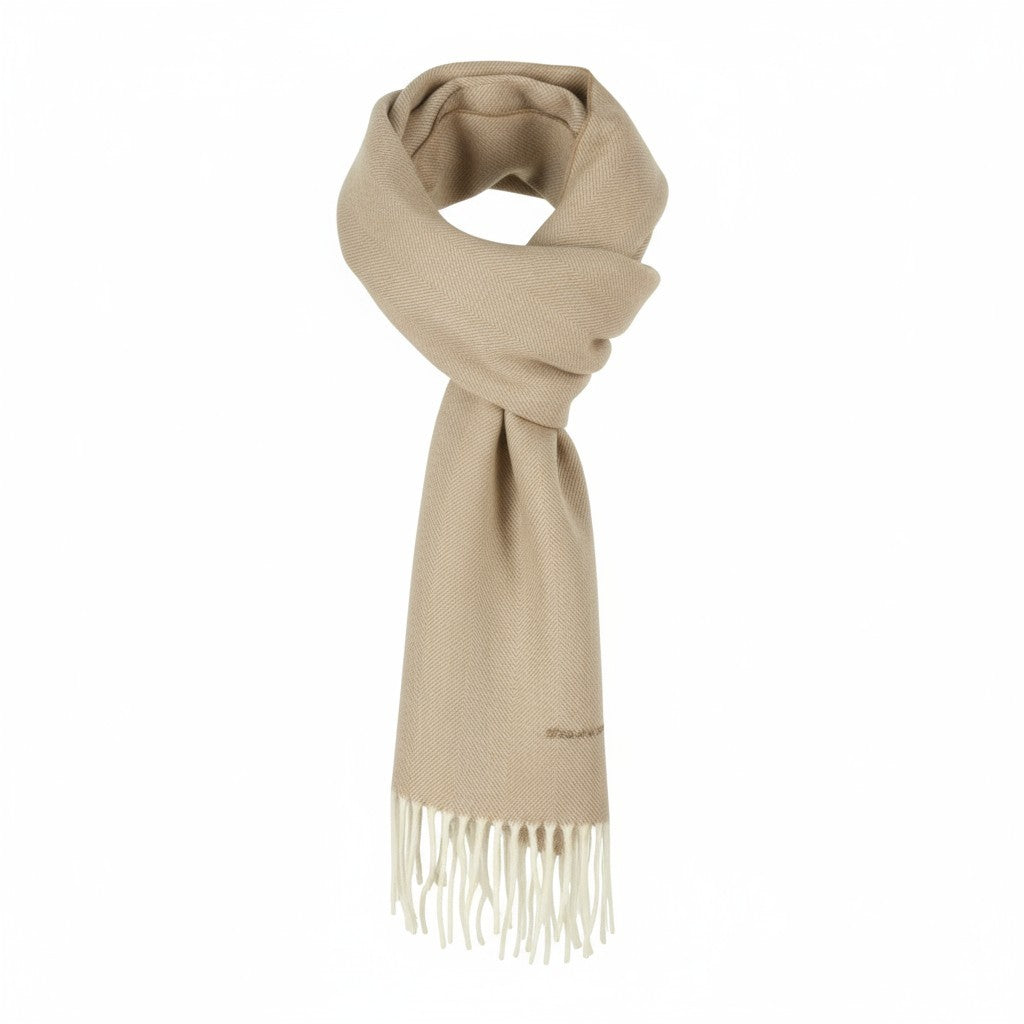 GANT Herringbone Wool Scarf Women Scarf OS Khaki Fringe