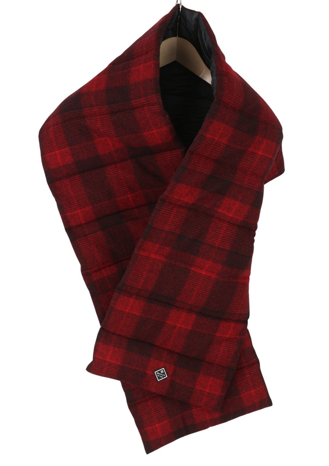 GANT Padded Check Women Scarf OS Red Wool Blend Pocket