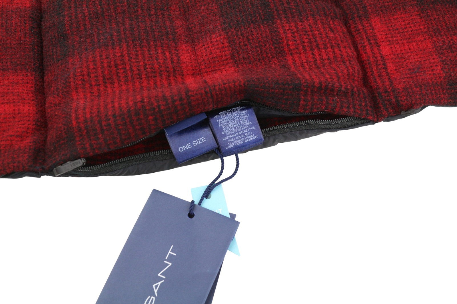 GANT Padded Check Women Scarf OS Red Wool Blend Pocket