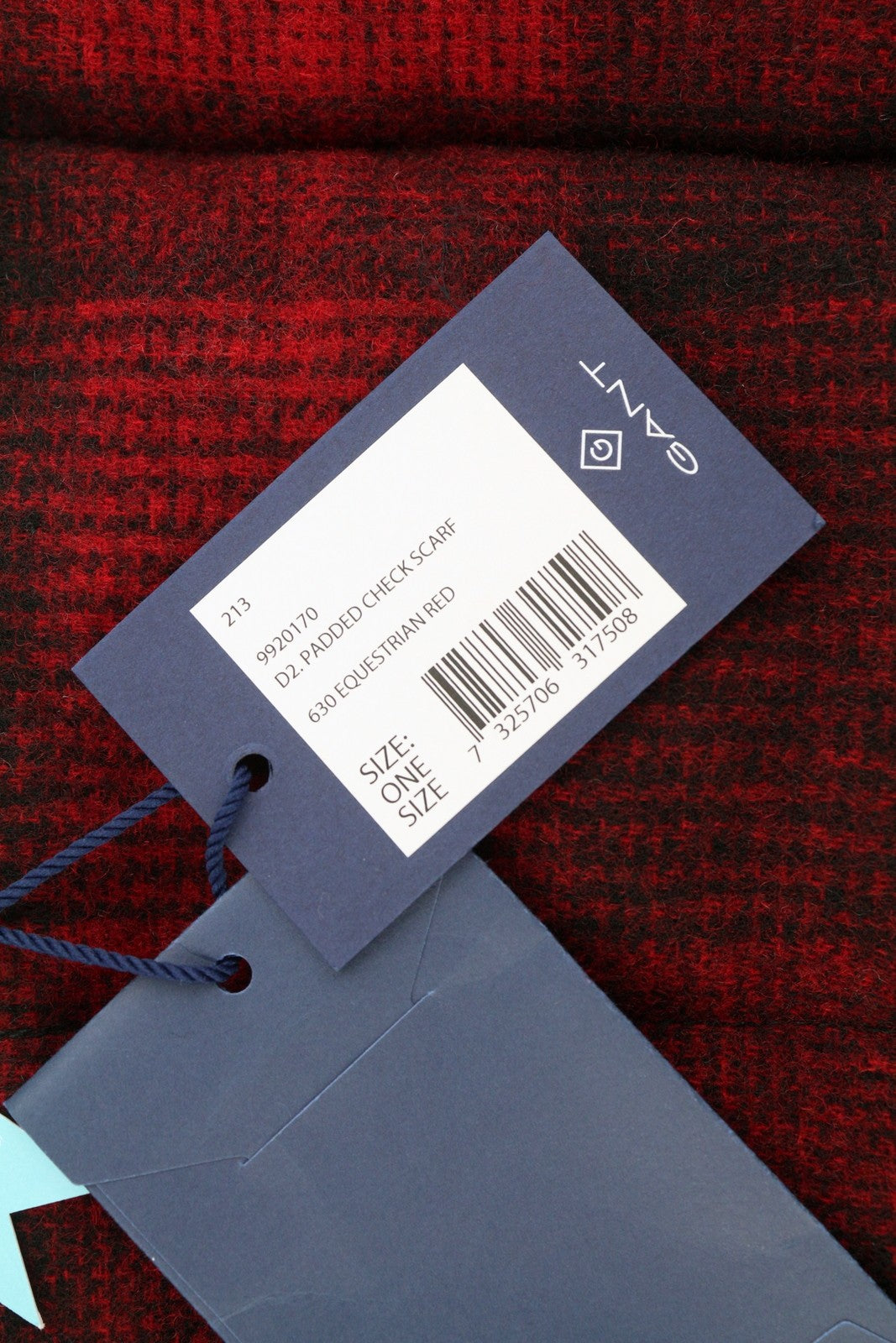 GANT Padded Check Women Scarf OS Red Wool Blend Pocket