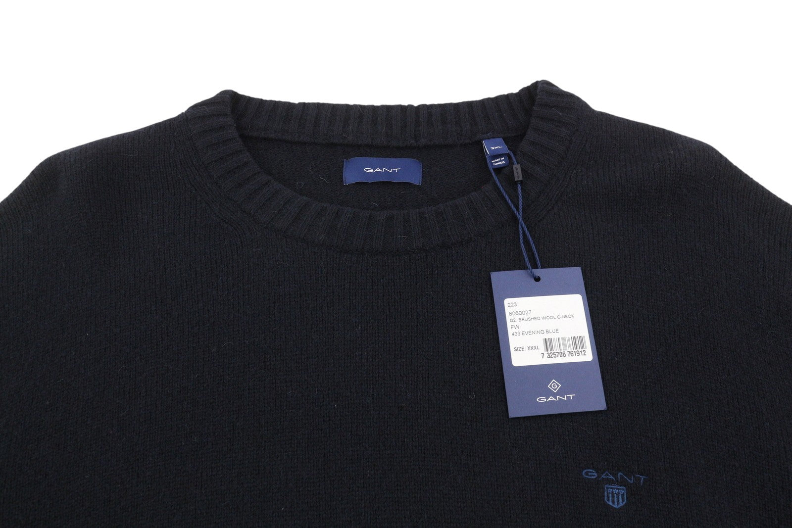 GANT Brushed Wool C-Neck Men Jumper 3XL Blue Knit