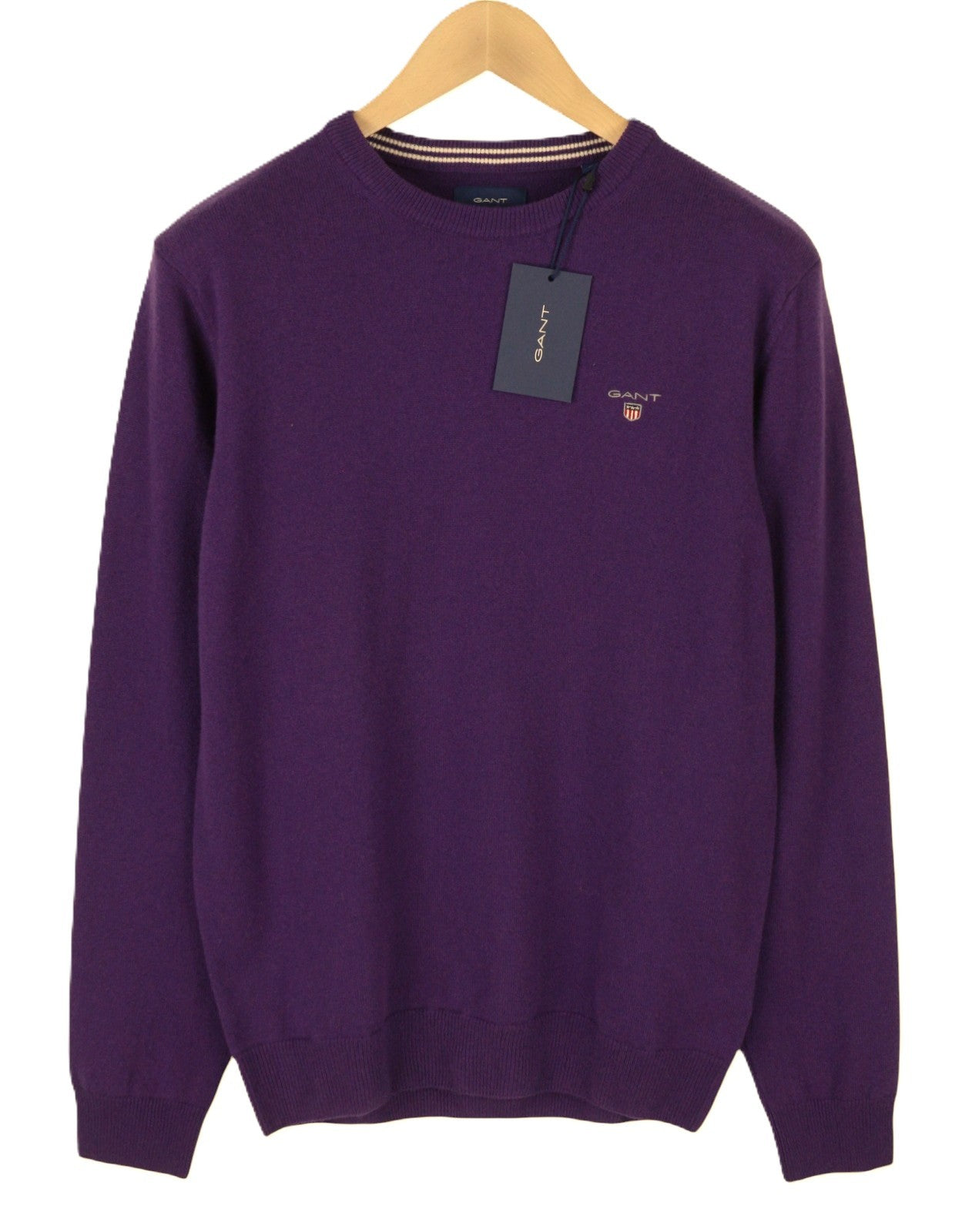 GANT Superfine Lambswool Crew Men Jumper M Purple Knit