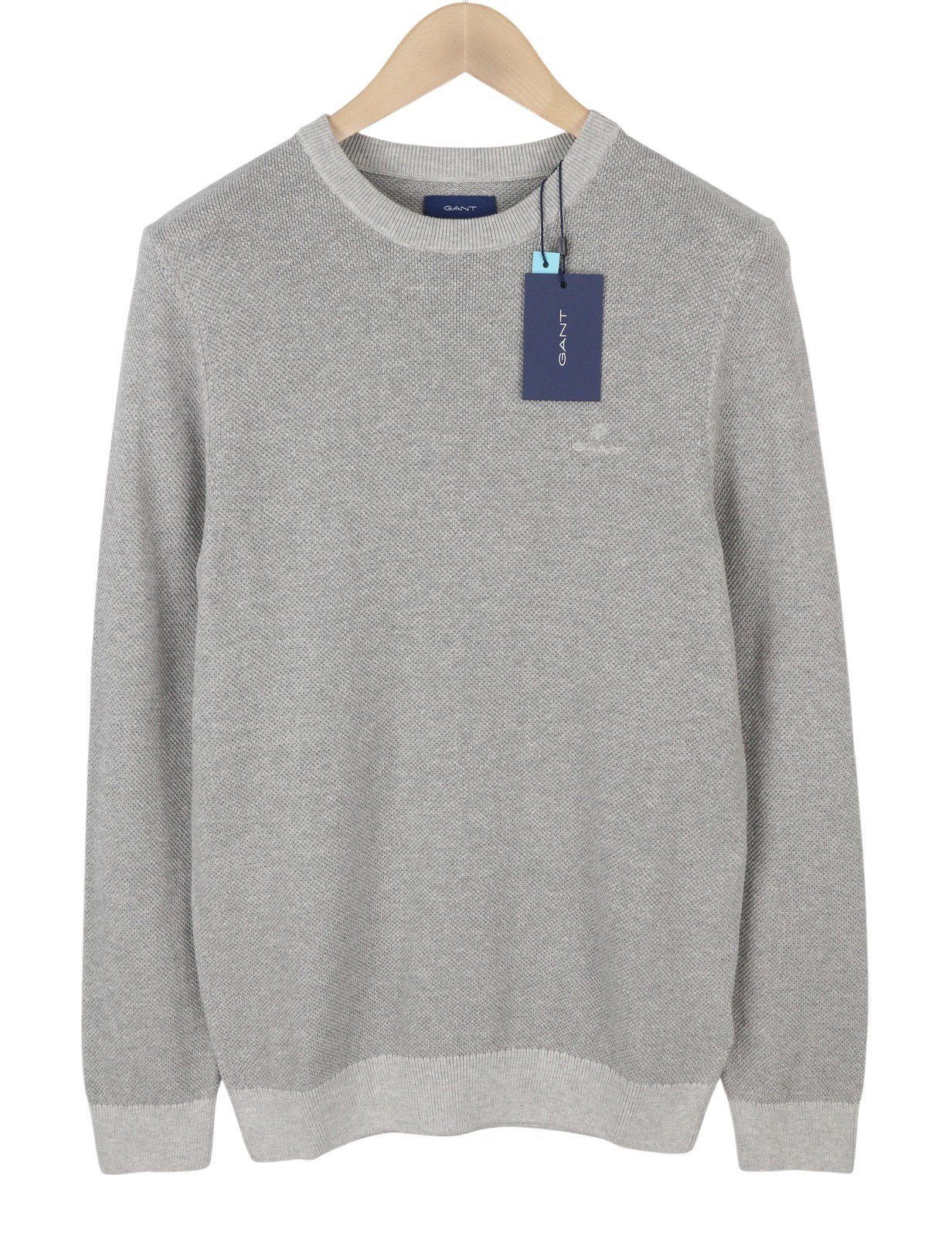 GANT Multi Texture Pique C-Neck Men Jumper S Grey Knit
