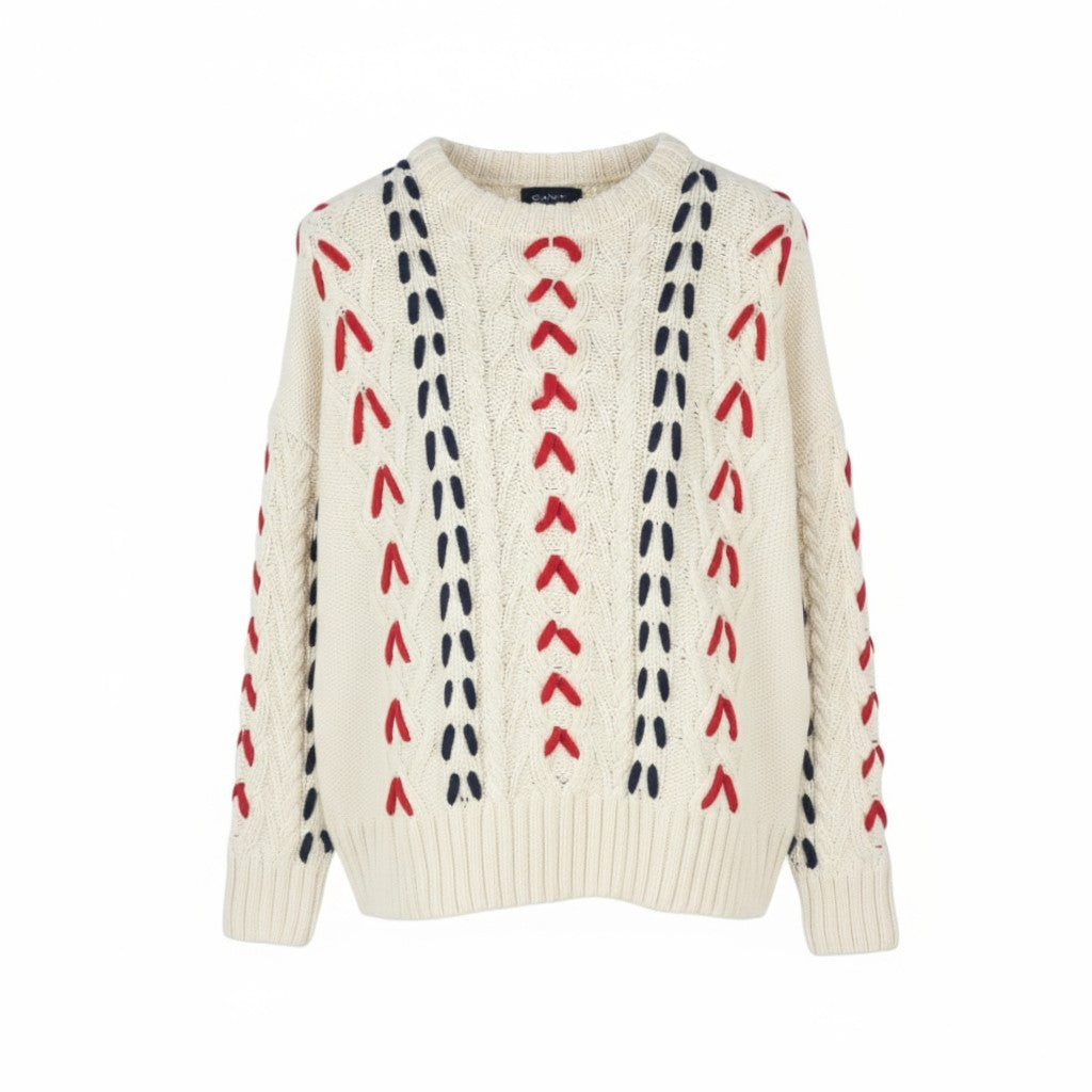 GANT Chunky Cable C-Neck Men Jumper XL Cream Wool Knit