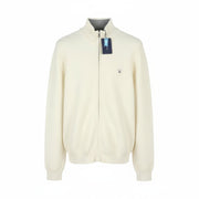 GANT Triangle Texture Full Zip Men Jumper XL Cream High Neck