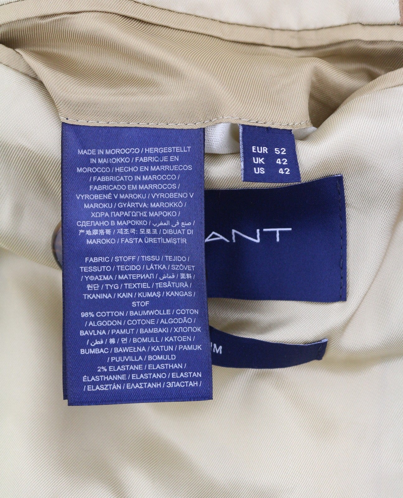 GANT Cord Men Blazer EU52 Walnut Slim Notch Lined
