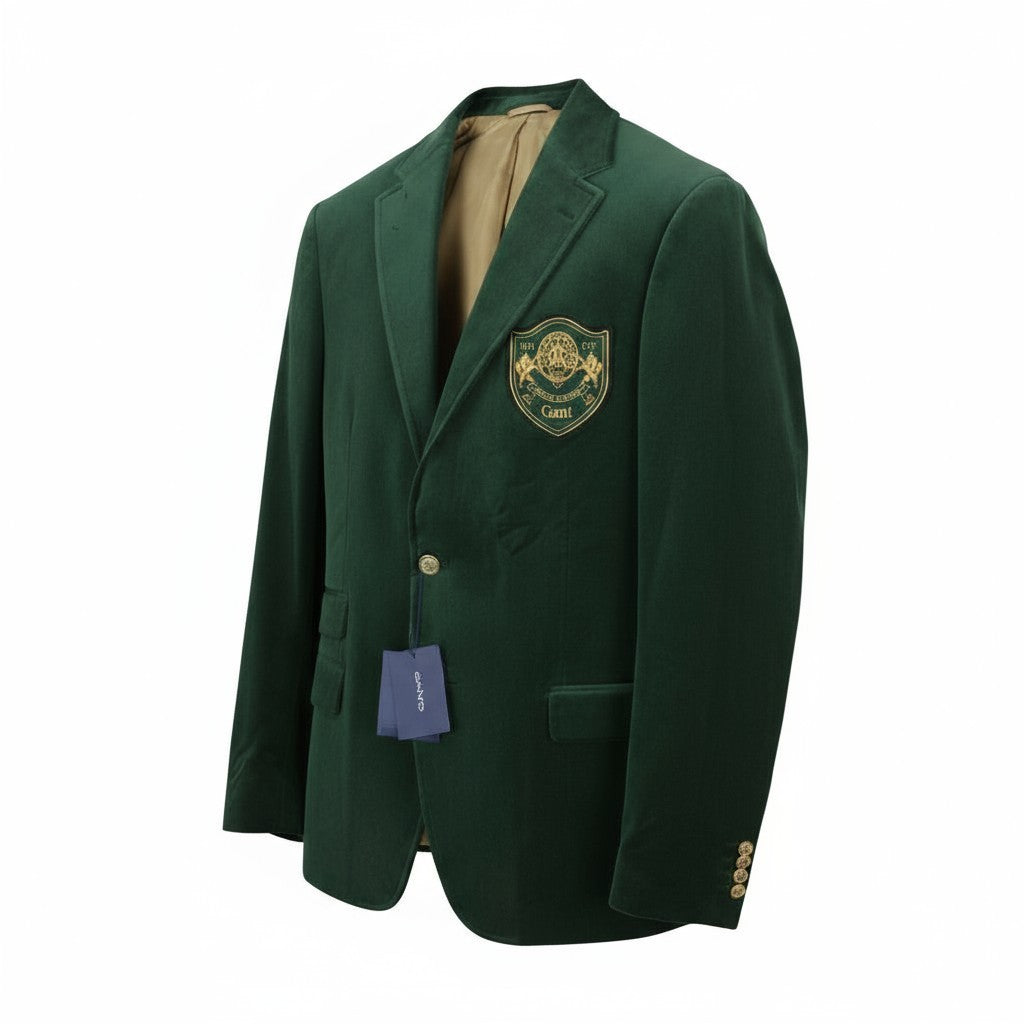 GANT Velvet Club Men Blazer EU54 Green Tartan Notch RRP499