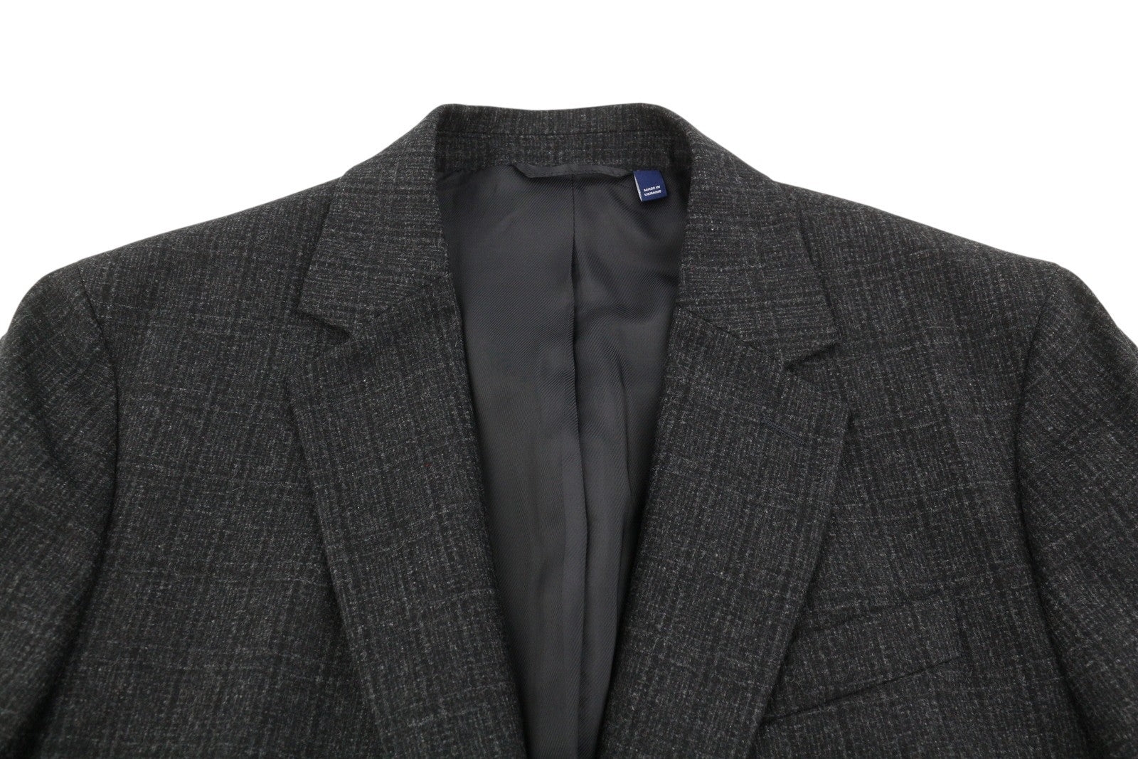 GANT Flannel Check Men Blazer EU54 Charcoal Slim Wool