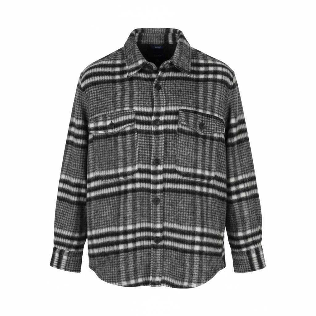 GANT Houndstooth Overshirt Men Jacket L Black Wool RRP375