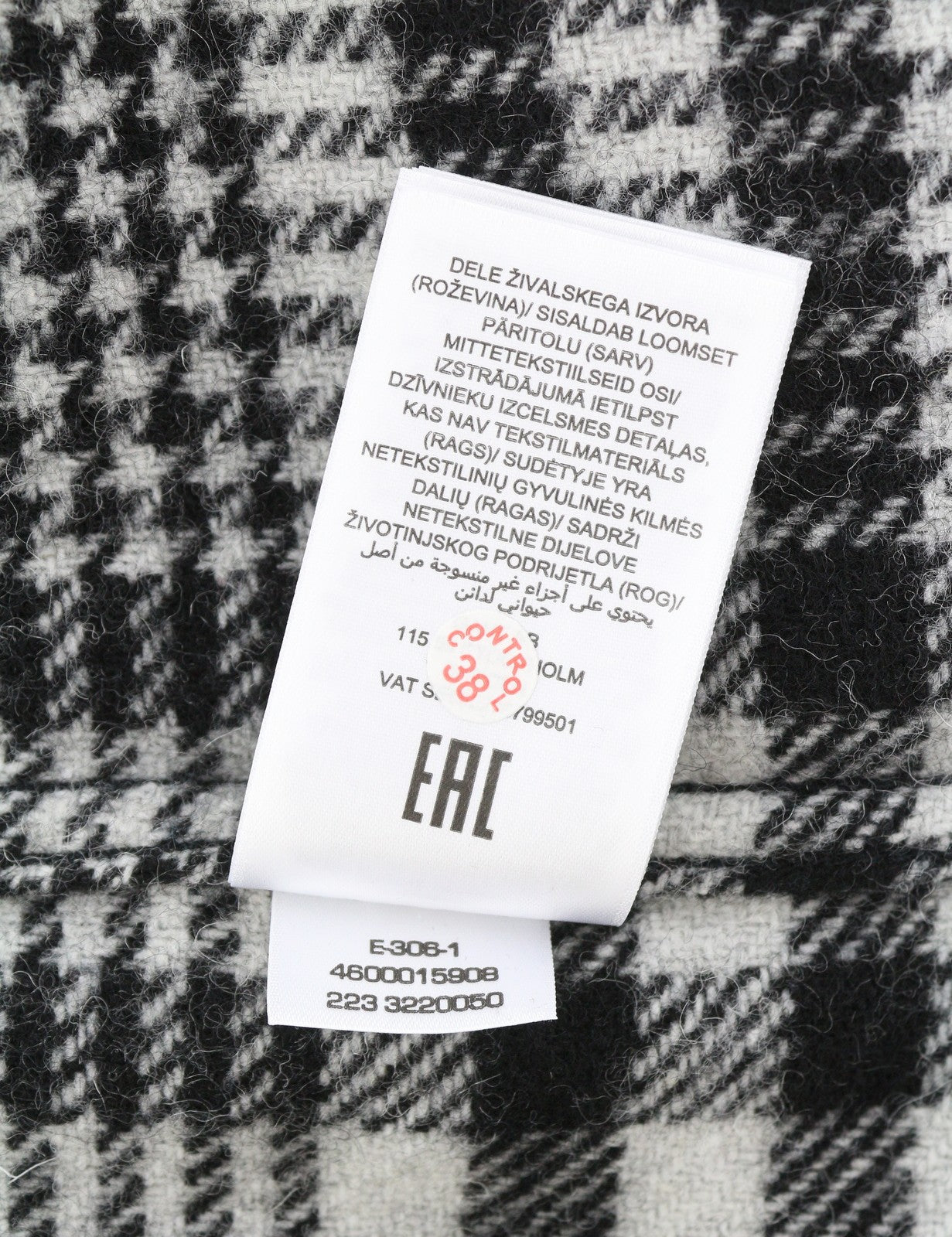 GANT Houndstooth Overshirt Men Jacket L Black Wool RRP375