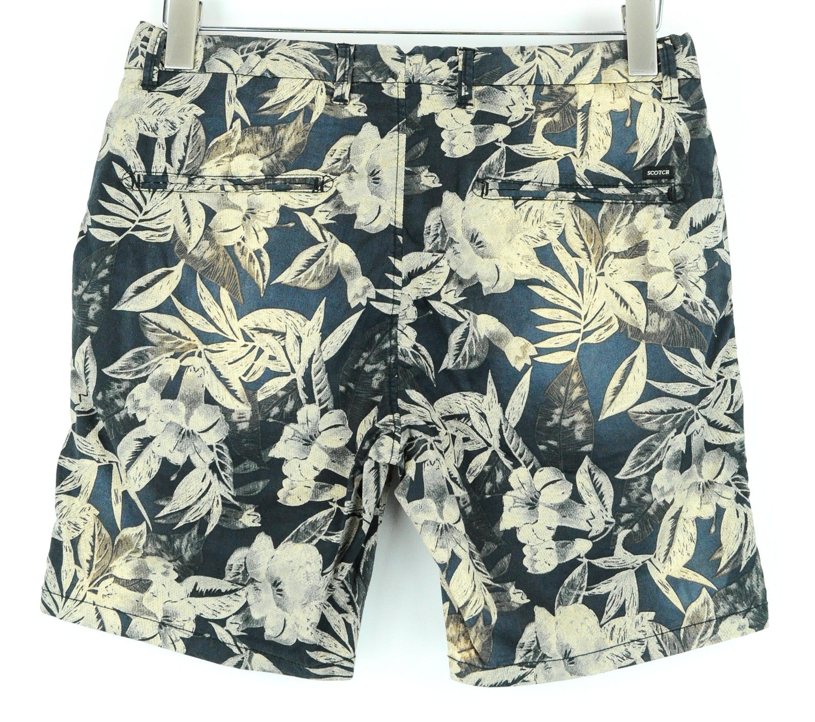 SCOTCH & SODA Ams Couture Men Shorts W28 Navy Cotton Stretch Flower Patterned