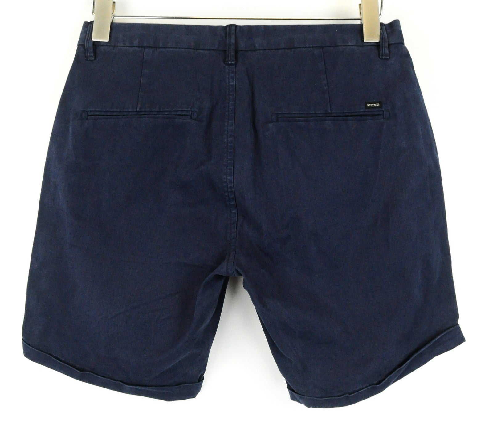 SCOTCH & SODA Ams Couture Men Shorts W28 Navy Cotton Stretch Dyed Slit Pocket