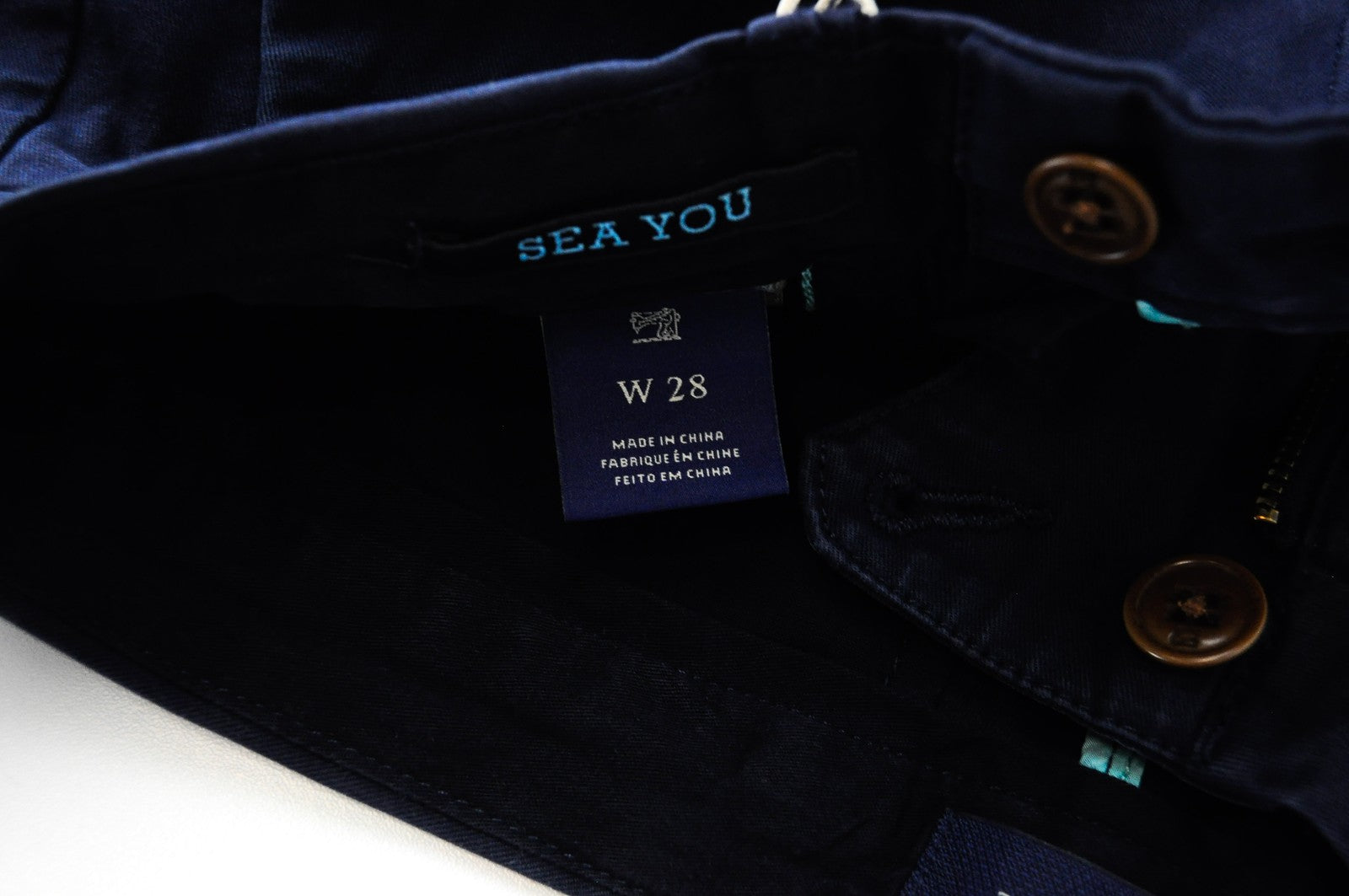 SCOTCH & SODA Ams Couture Men Shorts W28 Navy Cotton Stretch Dyed Slit Pocket