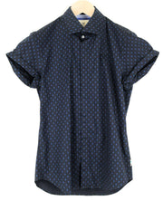 SCOTCH & SODA Ams Couture Men Shirt S Navy Cotton Stretch Slim Patterned