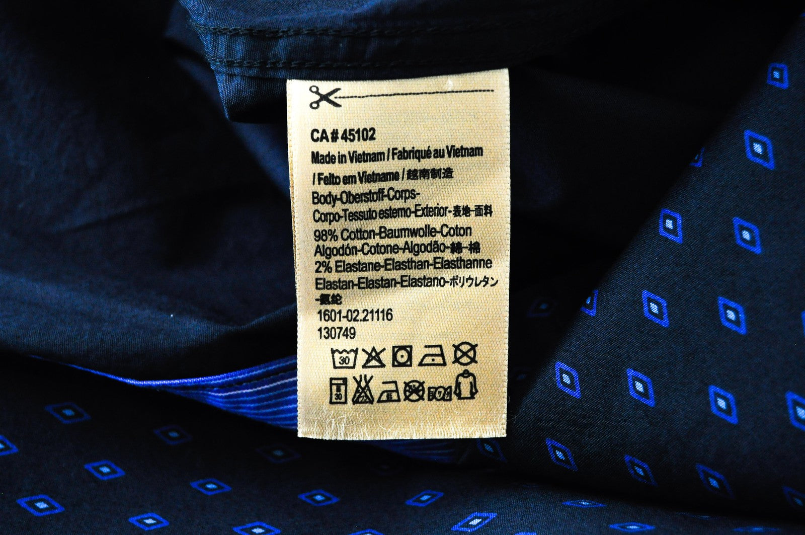 SCOTCH & SODA Ams Couture Men Shirt S Navy Cotton Stretch Slim Patterned