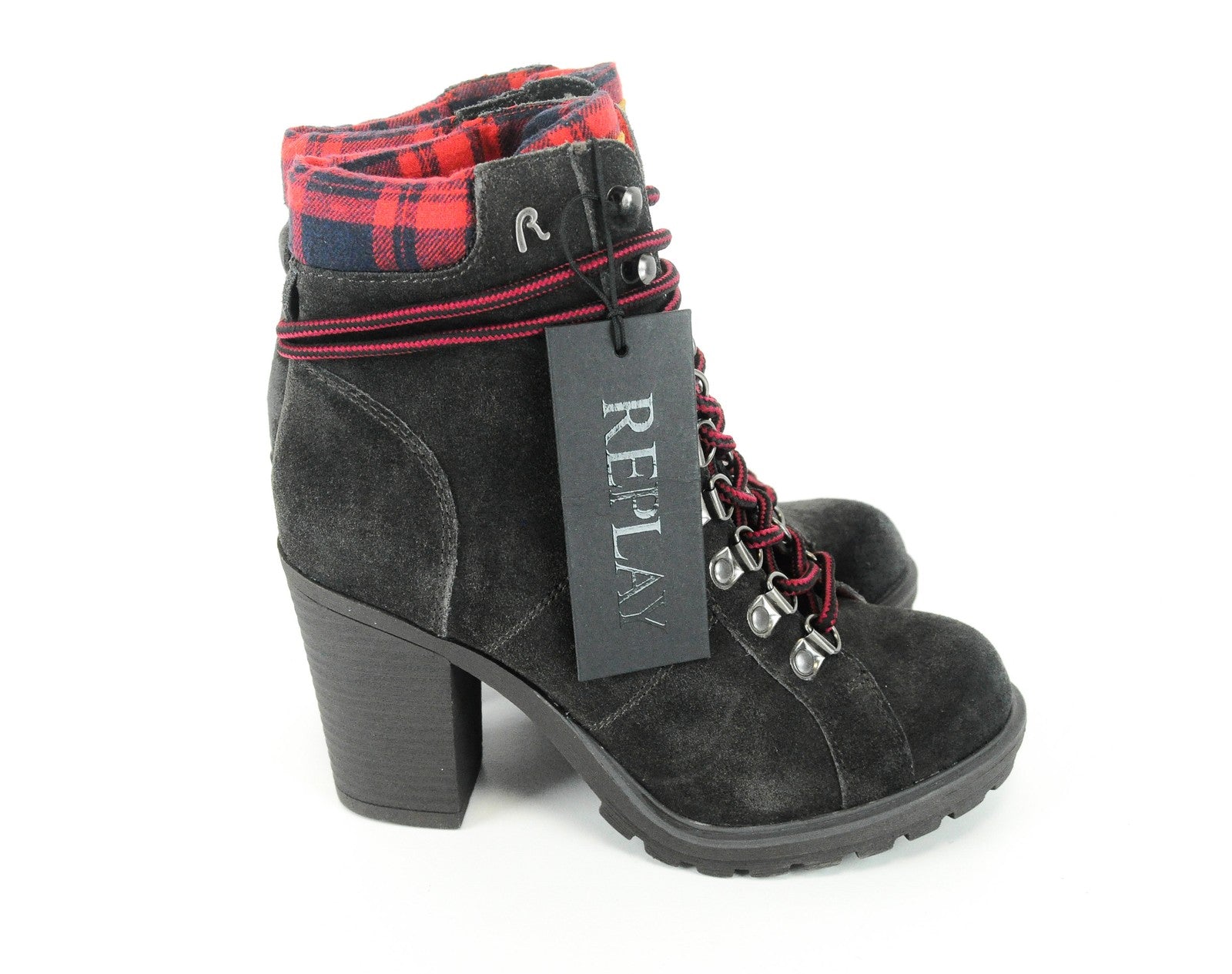 REPLAY Women Shoes EU36 Casual Laced Brown Suede Ankle Heel Boots_