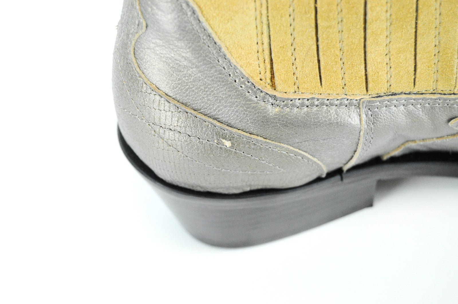 REPLAY Women Shoes EU36 Leather Suede Pattern Silver Brown Cowboy Ankle Boots