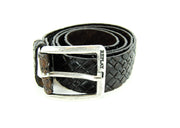 REPLAY Men Belt 85 cm Brown Patterned Genuine Cow Leather Squared-End Buckled