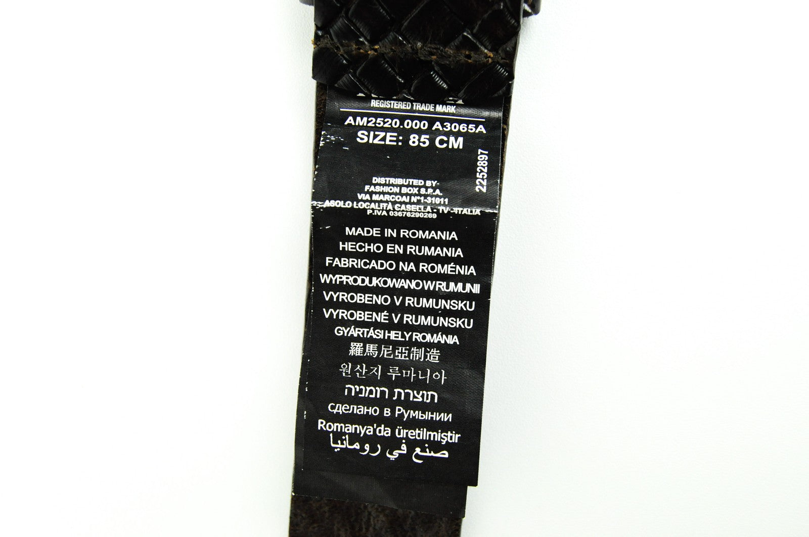 REPLAY Men Belt 85 cm Brown Patterned Genuine Cow Leather Squared-End Buckled