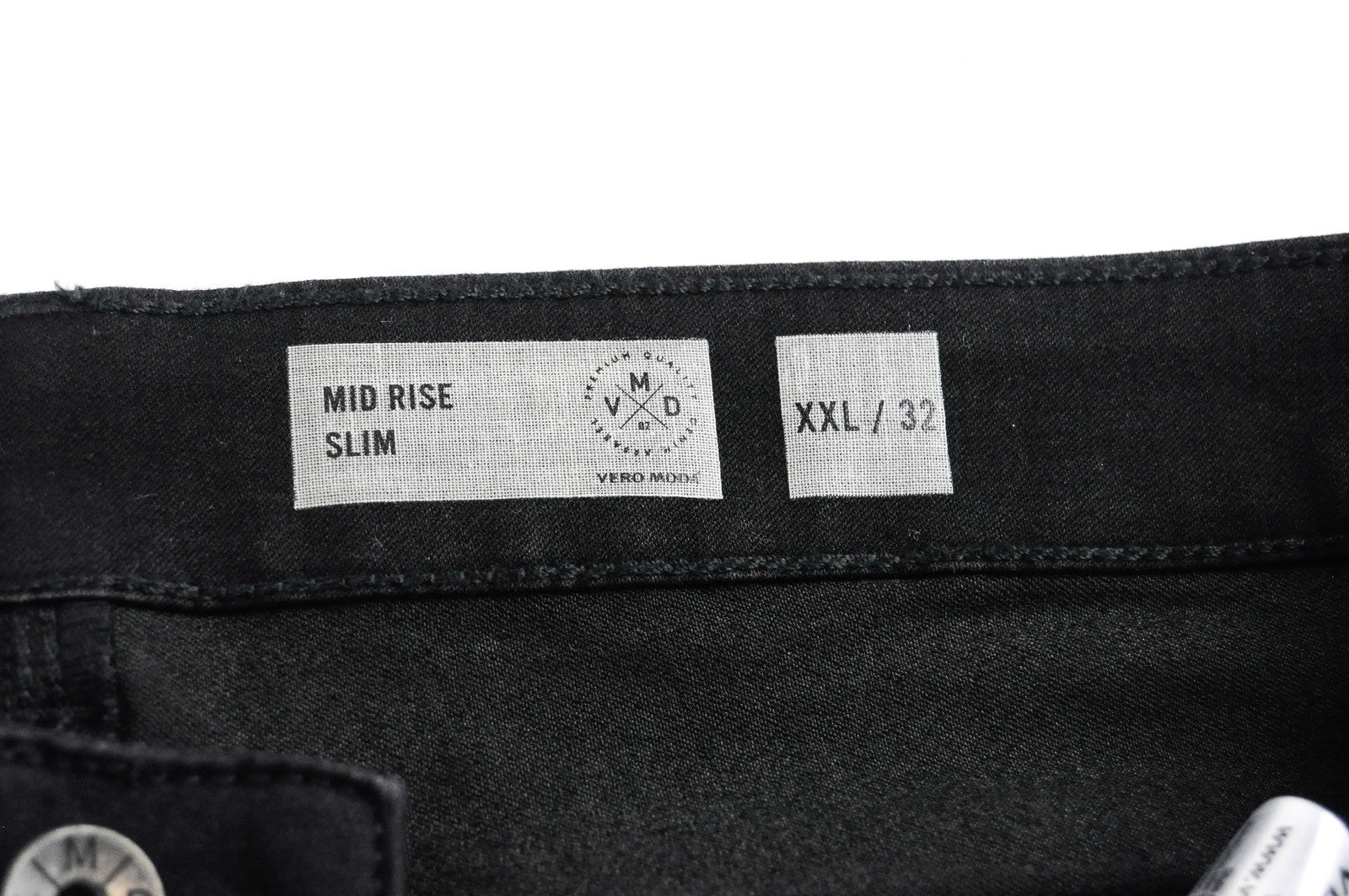 VERO MODA Women Jeans 2XL Black Slim Fit Cotton Blend Stretch Mid Rise Ripped