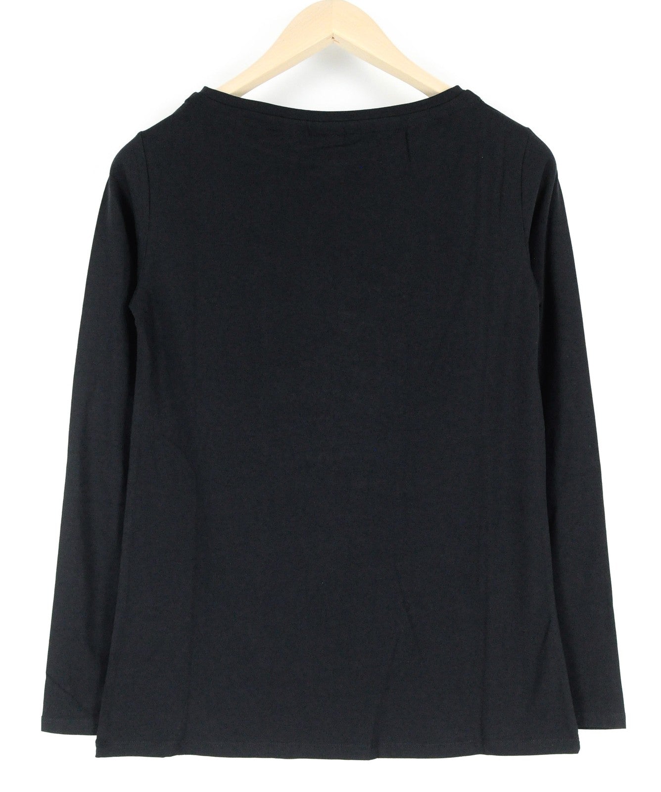MARINA YACHTING Women T-Shirt S Black Cotton Stretch Long Sleeved Logo Pullover