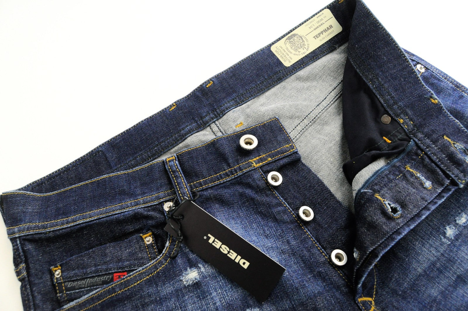 DIESEL Tepphar R7NA8 Men Jeans W30/L34 Slim Carrot Washed Blue Cotton Stretch