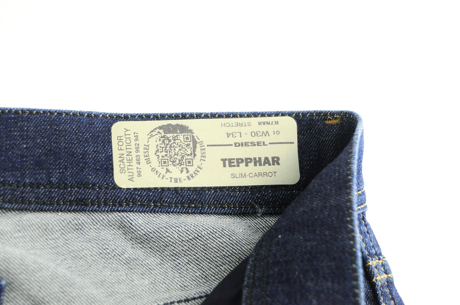 DIESEL Tepphar R7NA8 Men Jeans W30/L34 Slim Carrot Washed Blue Cotton Stretch