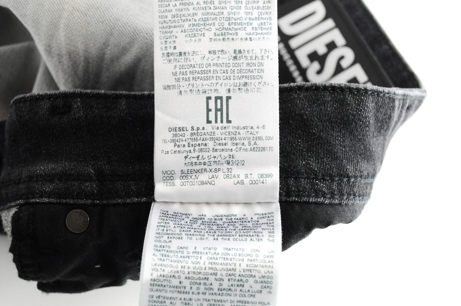 DIESEL Sleenker-X-SP 082AX Men Jeans W31/L32 Slim Skinny Grey Washed Stretch