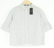 SCOTCH & SODA Women Blouse L Printed Shirt Button-Up Striped 3/4 Length Cropped