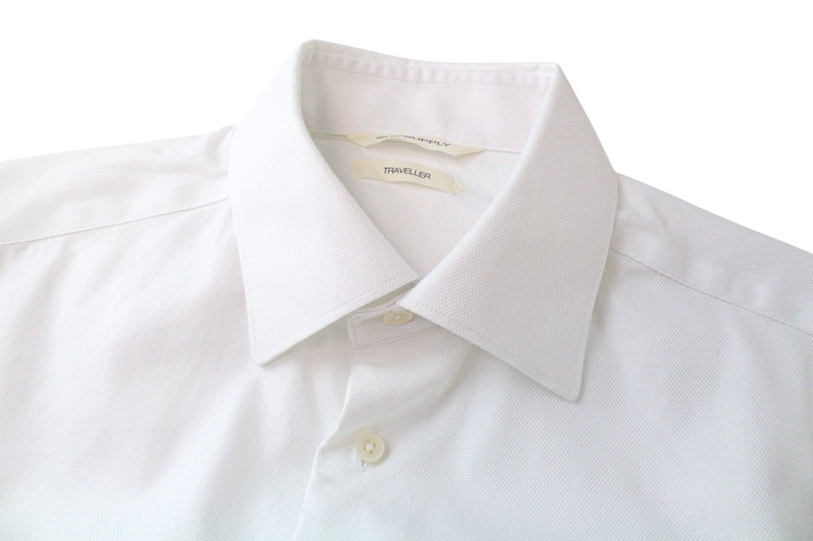 SUITSUPPLY Traveller Men's Formal Shirt 37/14 1/2 Slim White Cotton Long Sleeve