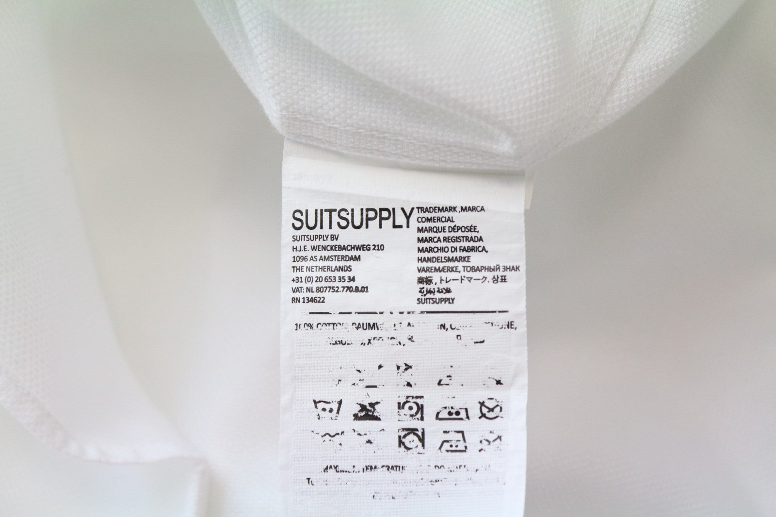 SUITSUPPLY Traveller Men's Formal Shirt 38/15 Slim White Cotton Long Sleeved