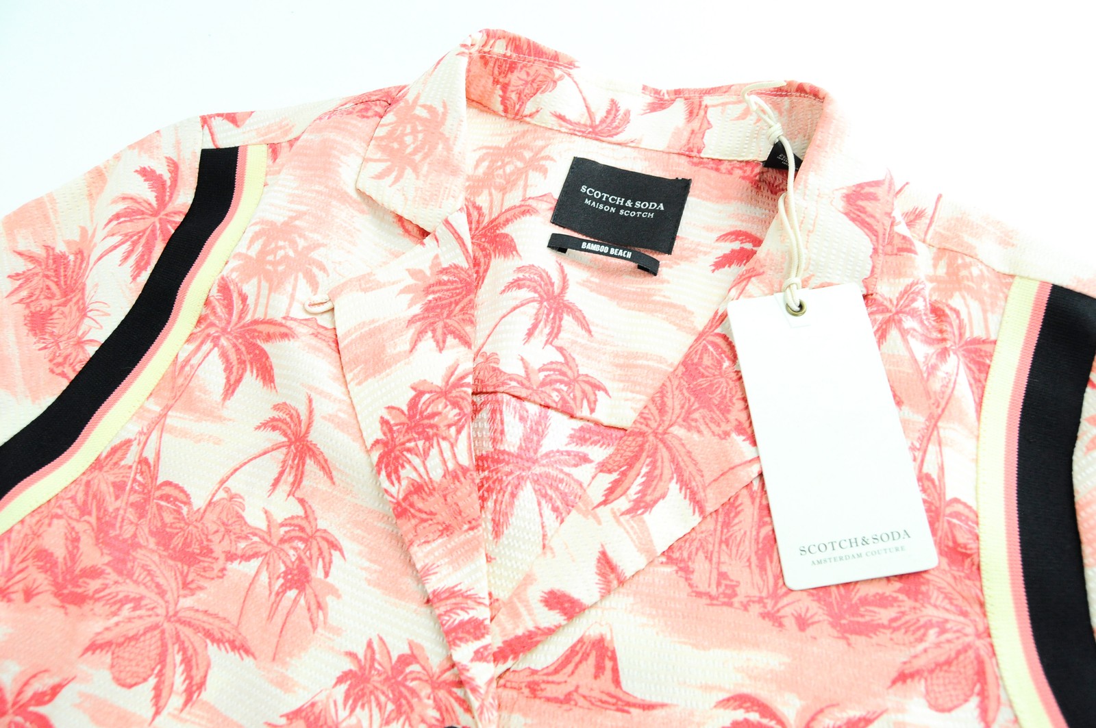 MAISON SCOTCH Women Shirt XS Pink Palm Patterned Short Sleeved Lightweight