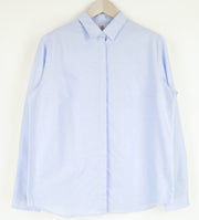 SUISTUDIO Women Shirt 44R Blue Pure Cotton Long Sleeved Formal Button-Up