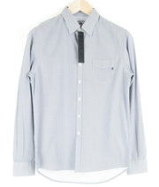 REPLAY Men Shirt S Blue Pure Cotton Patterned Long Sleeved Collared Button-Up