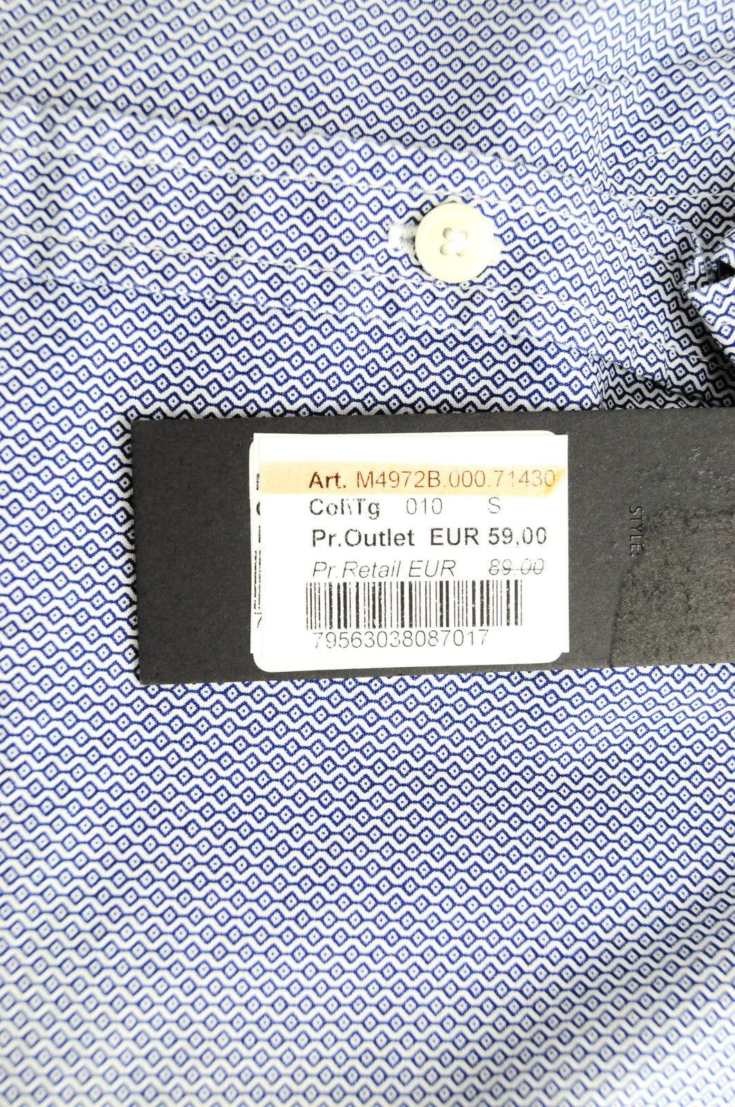 REPLAY Men Shirt S Blue Pure Cotton Patterned Long Sleeved Collared Button-Up