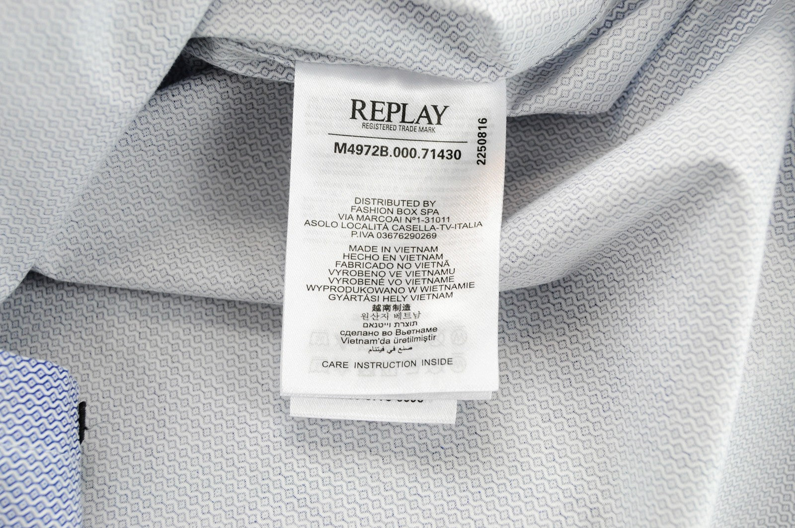 REPLAY Men Shirt S Blue Pure Cotton Patterned Long Sleeved Collared Button-Up
