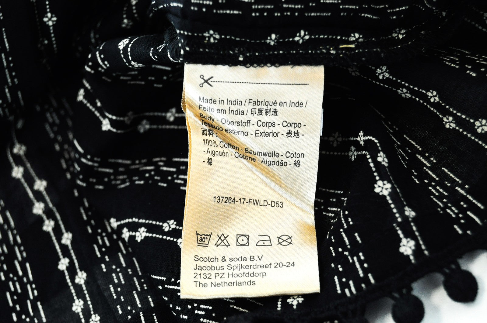 SCOTCH & SODA Ams Blauw Women Blouse S Black Cotton Pattern Sleeveless Pom Poms