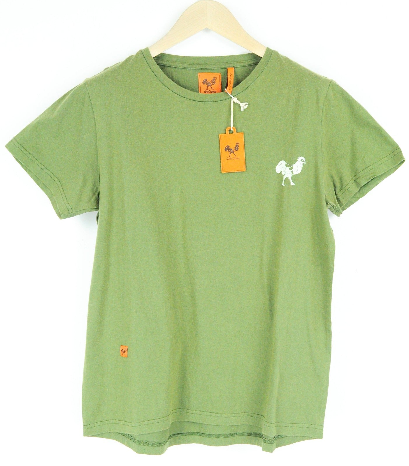 GOOD GENES Men T-Shirt S Green Pure Cotton Short Sleeved Round Neck Logo