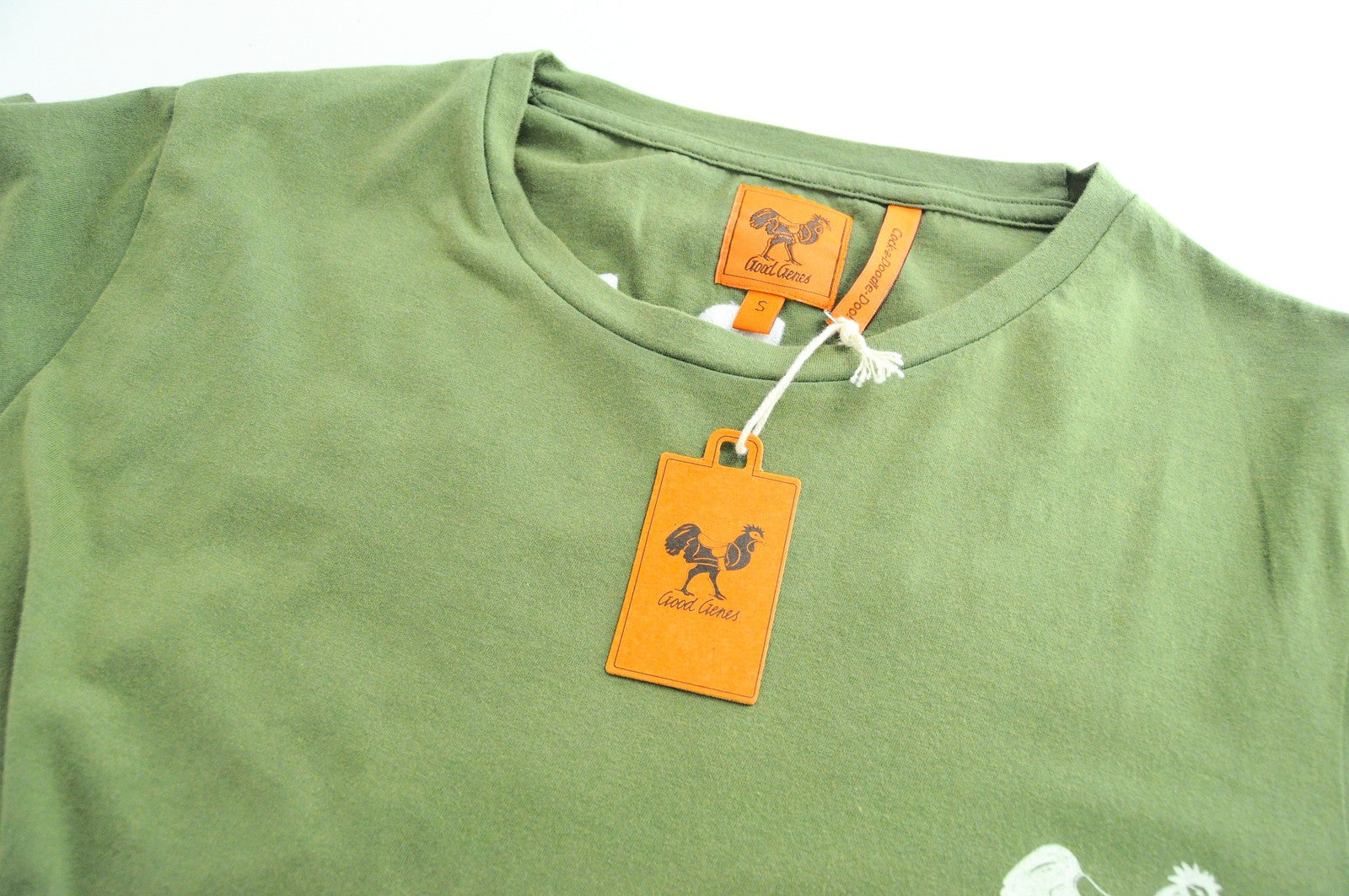 GOOD GENES Men T-Shirt S Green Pure Cotton Short Sleeved Round Neck Logo