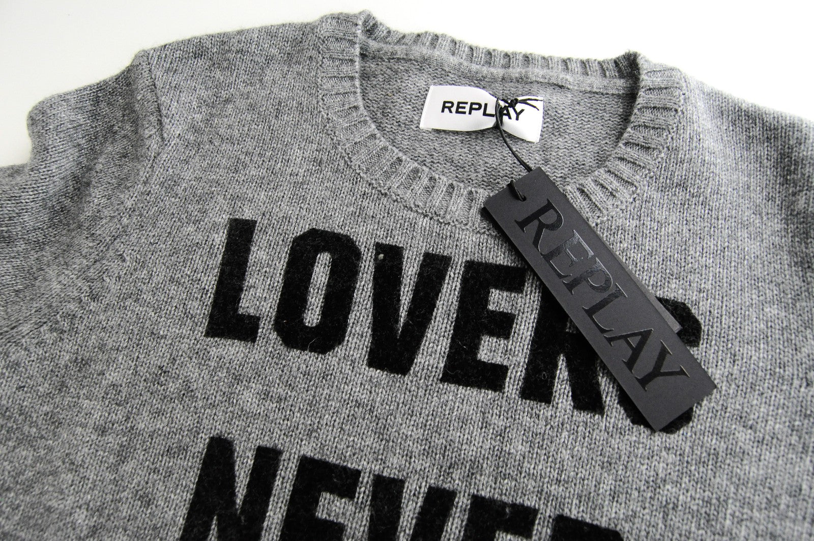 REPLAY Men Jumper XS Wool Blend Grey Knitted Long Sleeved Pullover Sweater