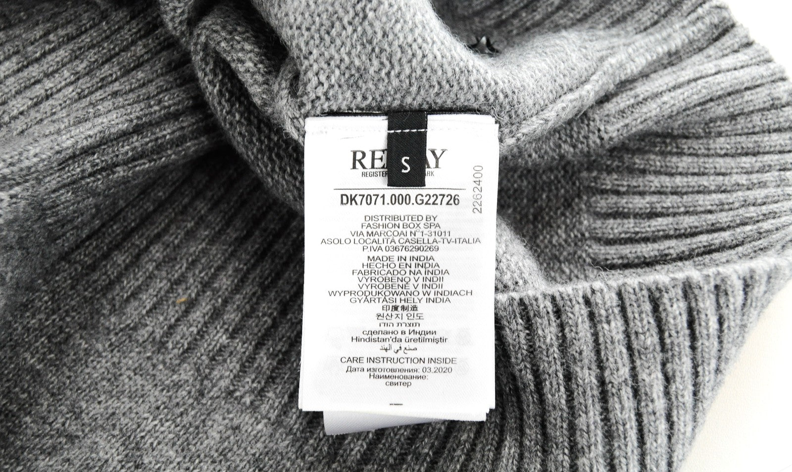 REPLAY Men Jumper S Wool Blend Grey Knitted Pullover Long Sleeved Sweater